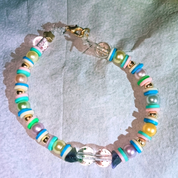 cosmic conciousness Jewelry - Fairy core,cottage core nostalgic candy 🍭🍬 shop pearl and amethyst bracelet 💕